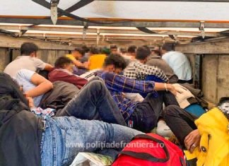 104 persoane depistate de Poliția de Frontieră când încercau să treacă ilegal frontiera în Ungaria ascunși în două tiruri (video)