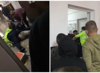 Trei elevi beți, scoși cu forța din școală.