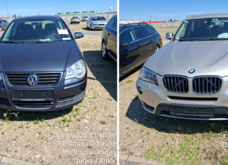 Autoturisme suspecte, identificate în Piața 100 din Oradea. Poliția intervine